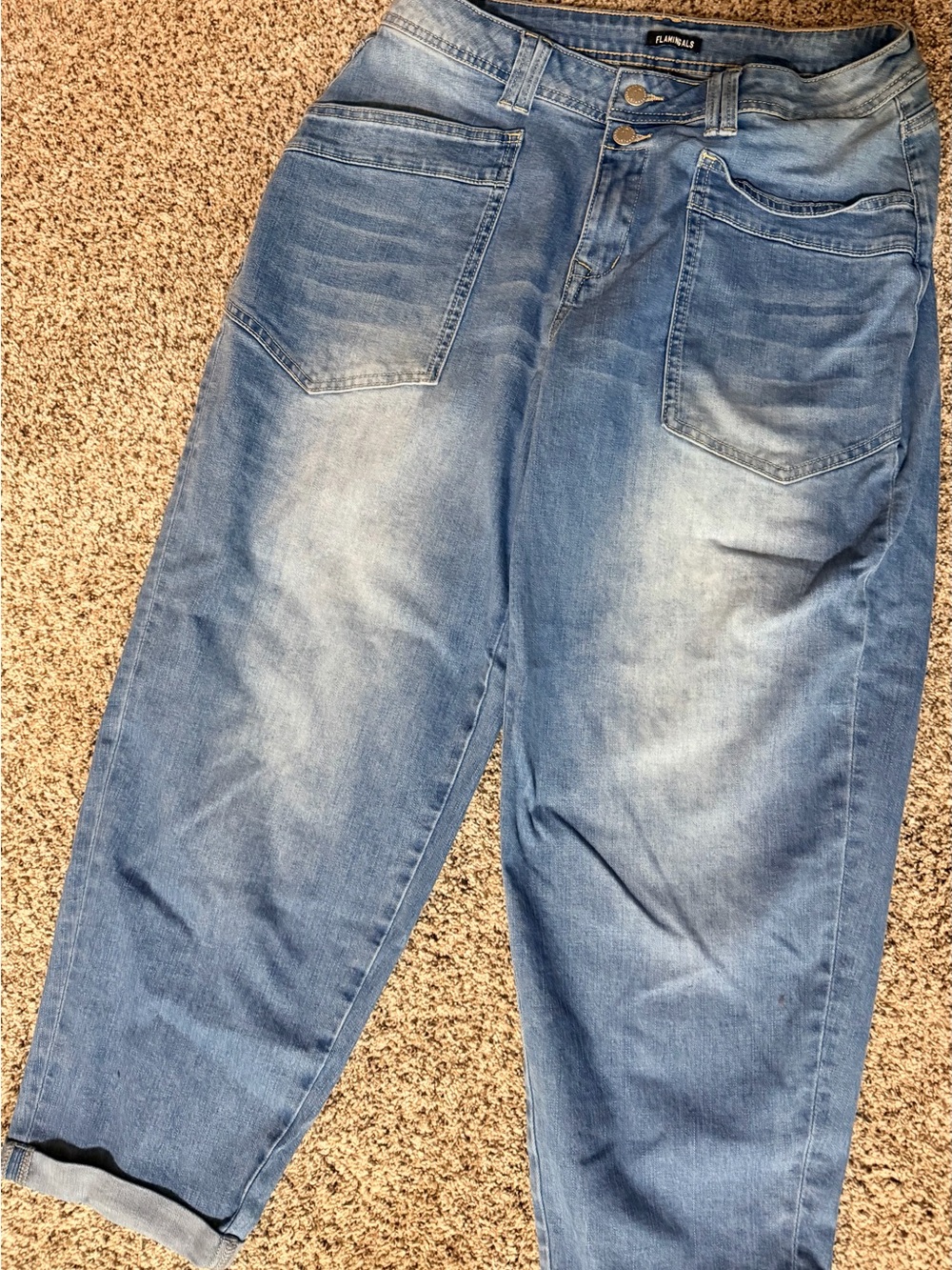 Flamingals High-Rise Light Blue Wash Women's Jeans with Relaxed Taper